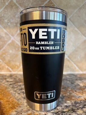 Yeti Black and Silver Rambler 20 oz Tumbler New